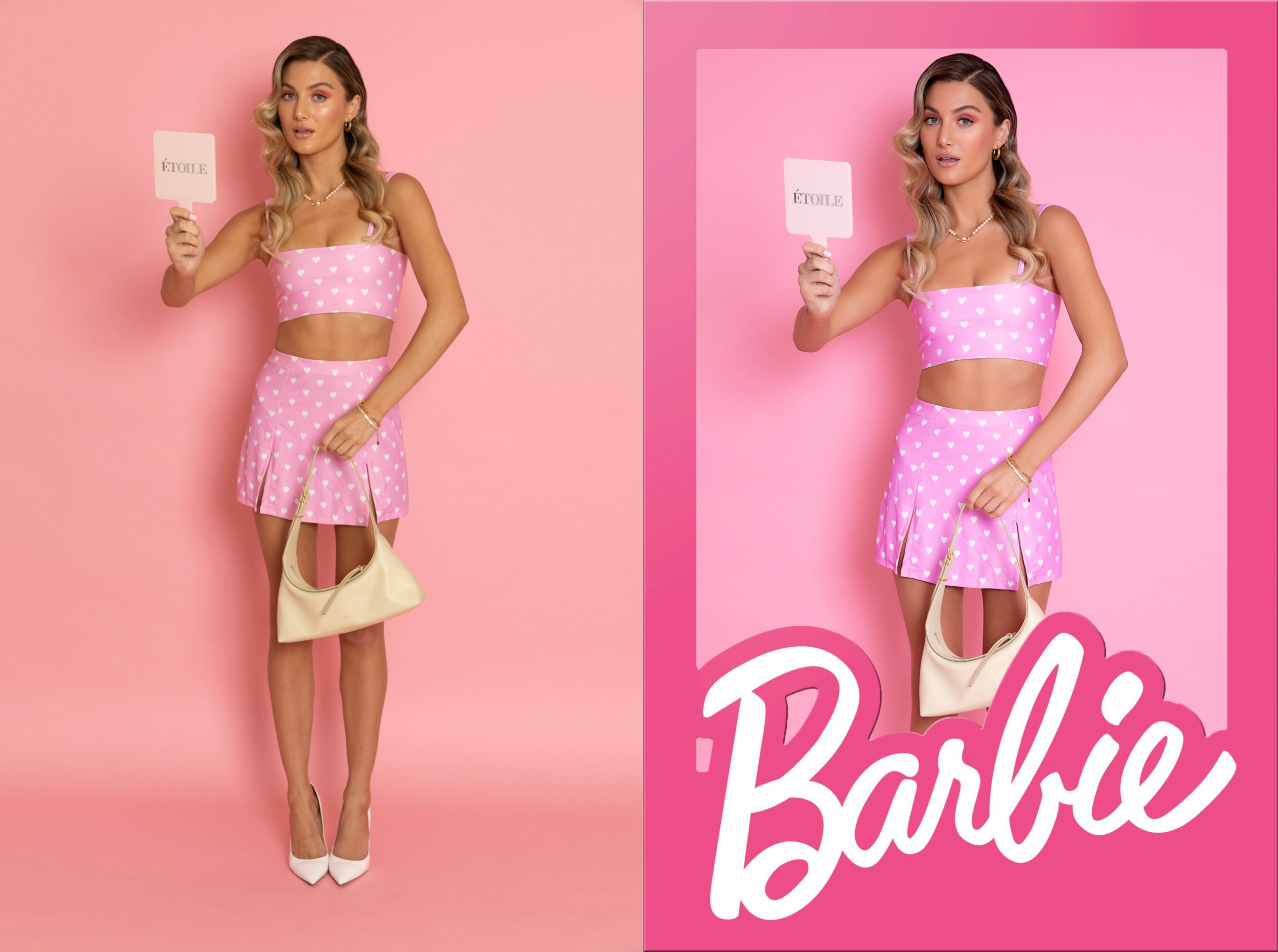 En kvinde photoshoppede til at være Barbie
