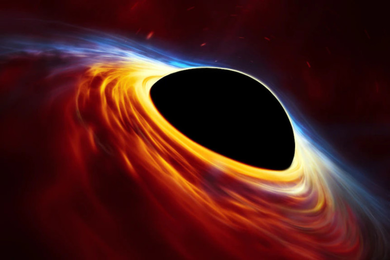 A Black Hole Devouring Material