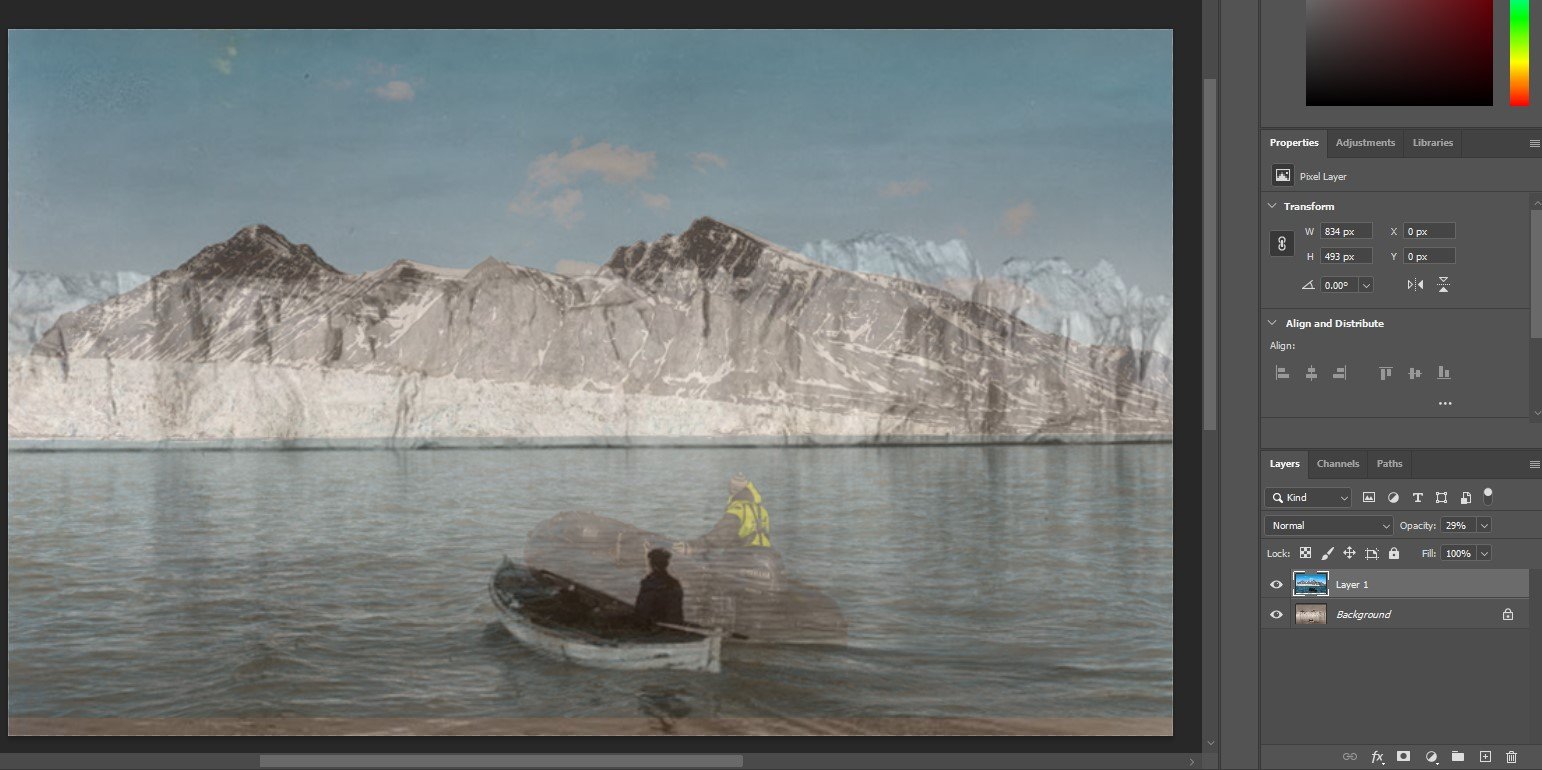 Lining up the two glacier photos