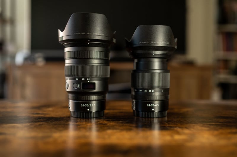 Kit Nikon Z 24-70mm f/2.8 S contre f/4