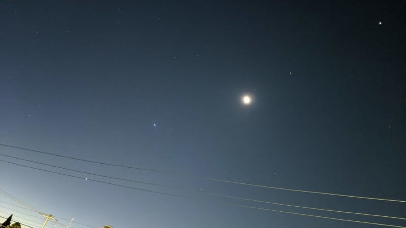 Mercury, Venus, Moon, Mars, and Jupiter