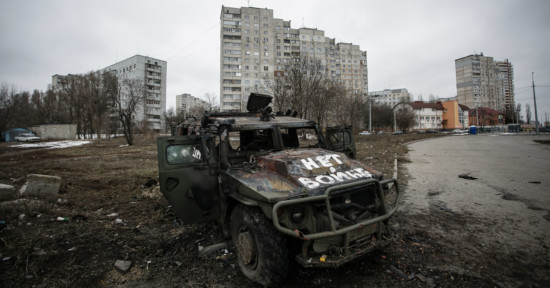 An abandoned truck in Kharkiv during the Russian invasion of Ukraine