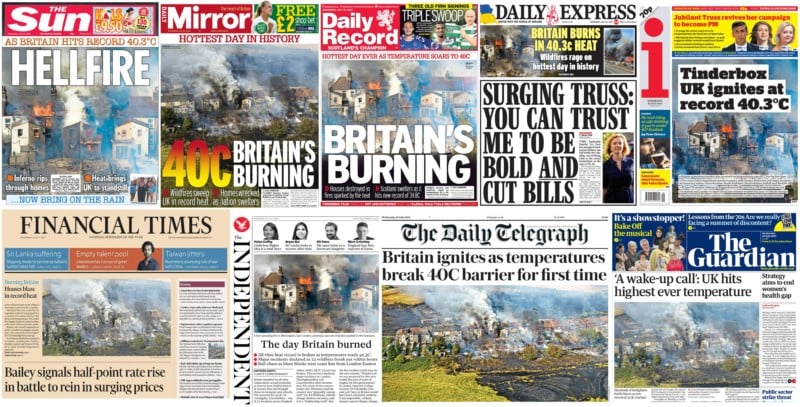 Nine front pages