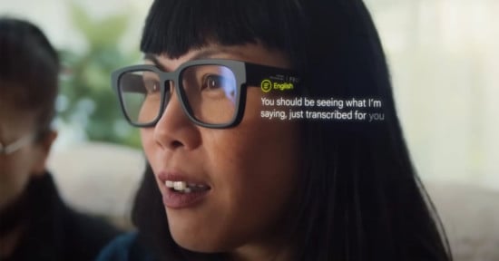 Woman wearing AR Google Glass