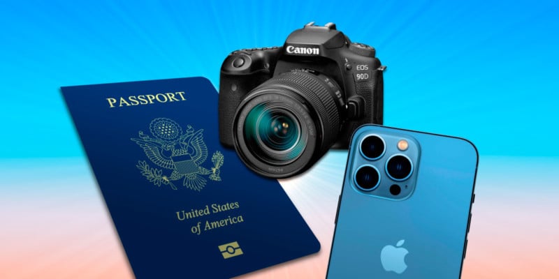 U.S. Passport Cover with DSLR and iPhone