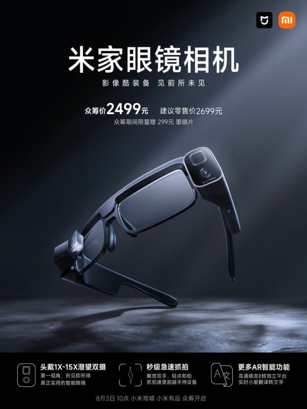 Xiaomi Unveils Consumer Smart Glasses with 50 MP Camera & Micro