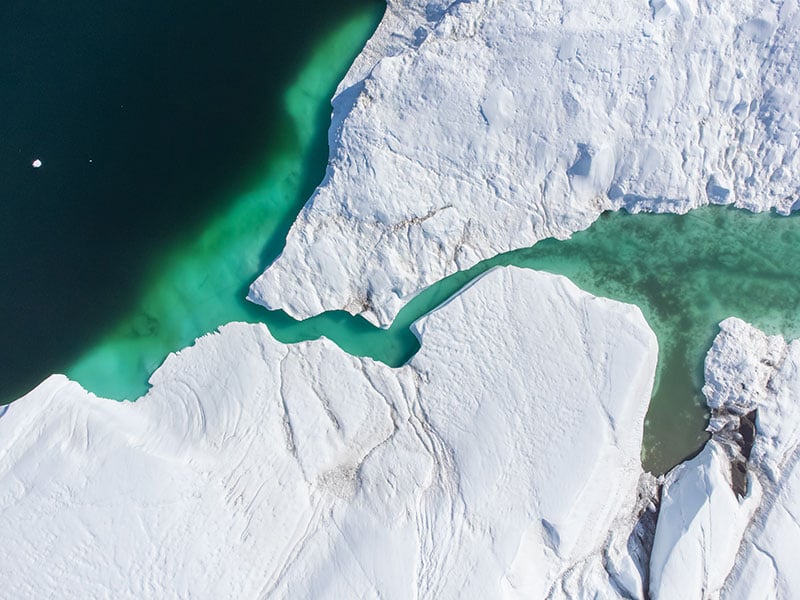 Drone view of a glacier formation