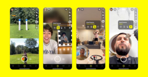 screenshots of snapchats using the different dual camera feature settings
