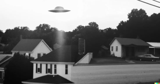 UFO over small town