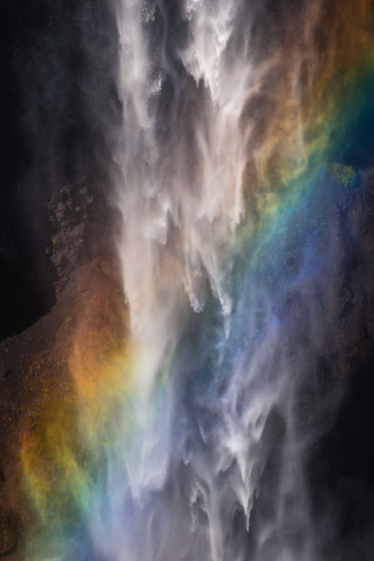 Iceland landscape photography, abstract waterfall and rainbow