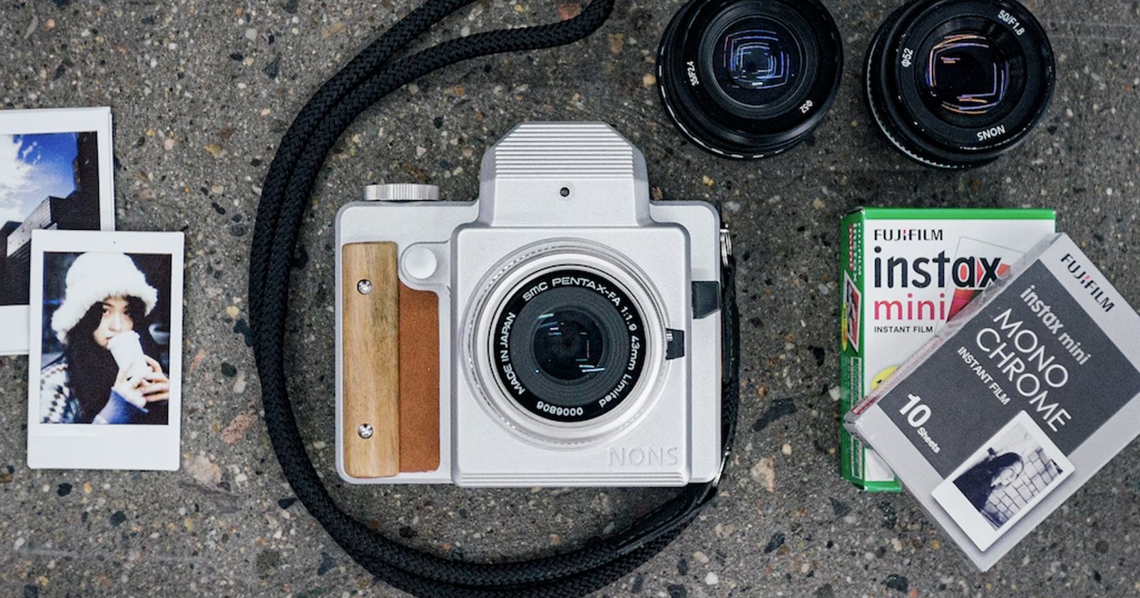 The Nons SL645 is an Interchangeable Lens SLR Instax Mini Film Camera