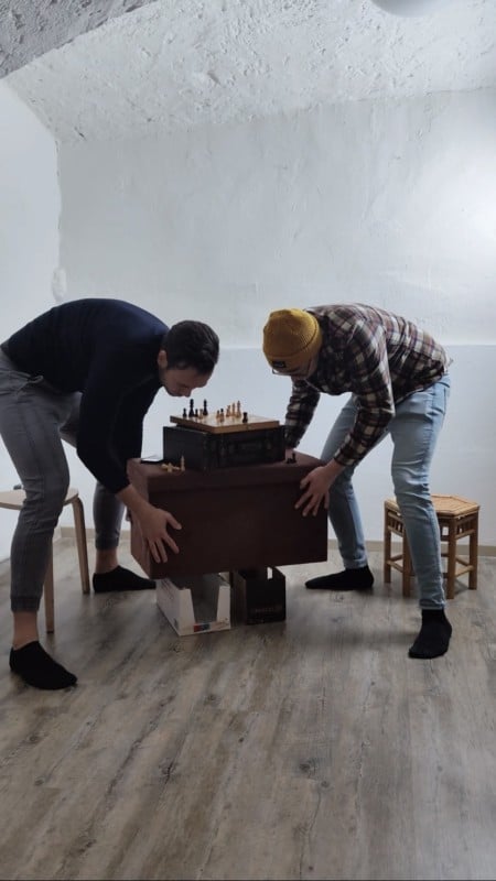 Behind the Scene Cristiano Ronaldo & Lionel Messi Playing chess Photoshot, Louis Vuitton
