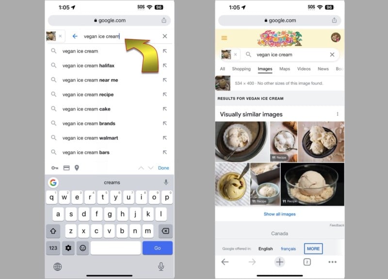 how to image search on iphone