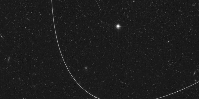 satellite streak on Hubble image