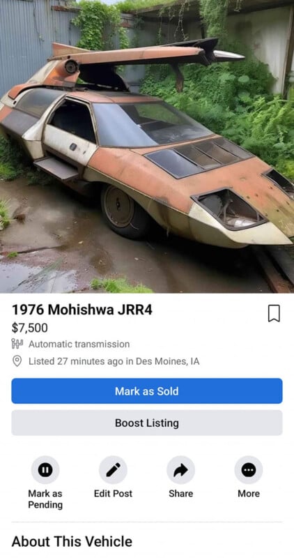 Facebook ad for AI flying car