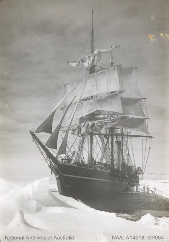 The Terra Nova stuck in pack ice in Antarctica Herbert George Ponting / National Archives of Australia