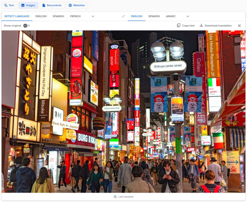 Google photos translation