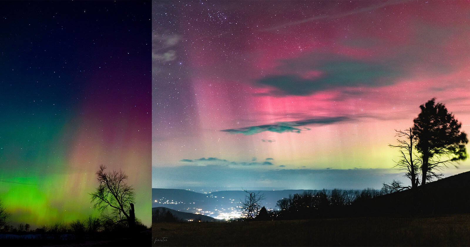 northern lights in Virginia and Ontario