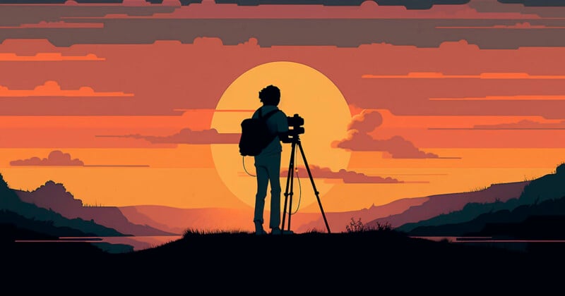 Photographer at sunset