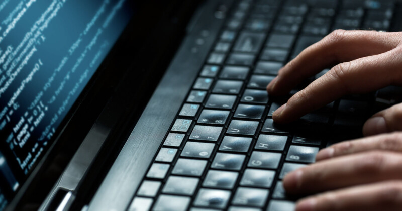 Man using a keyboard