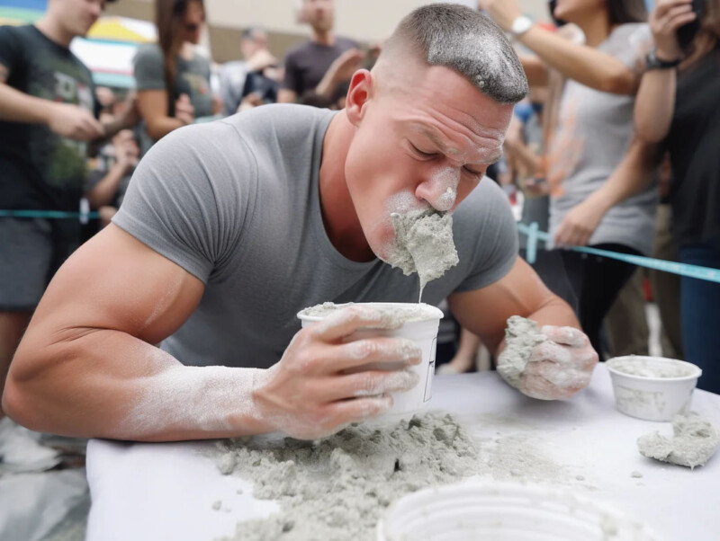 Celebrity concrete eating contest