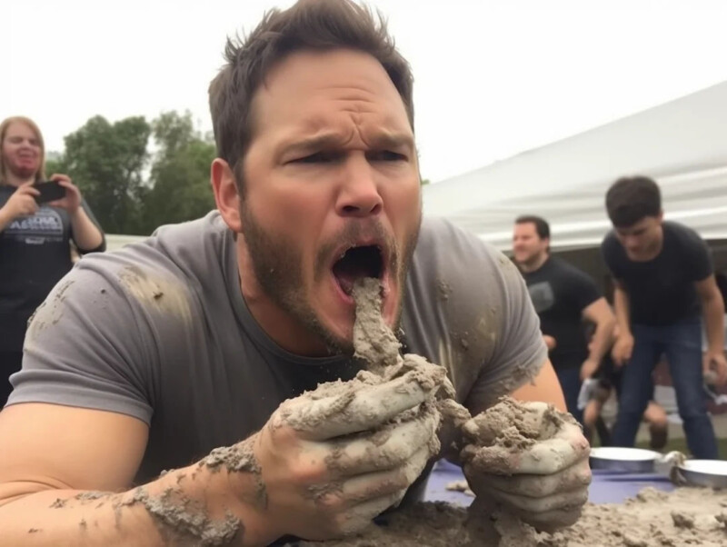 Celebrity concrete eating contest