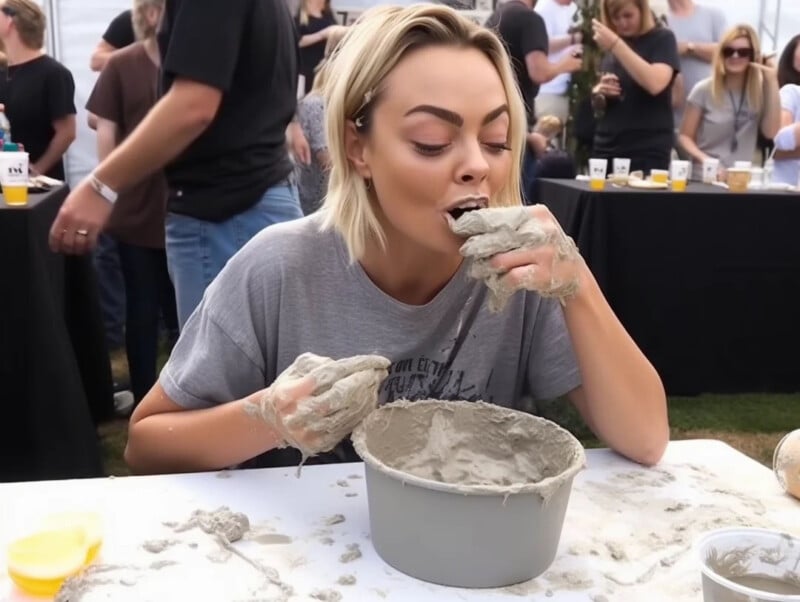 Celebrity concrete eating contest