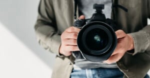 Photographer holding a camera