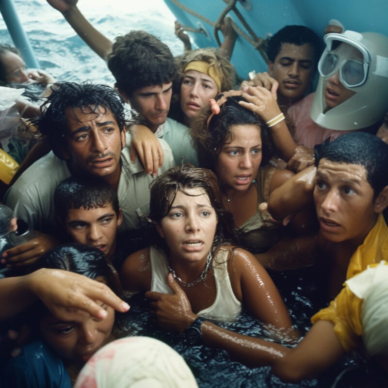 Image IA de Cubains traversant le golfe du Mexique