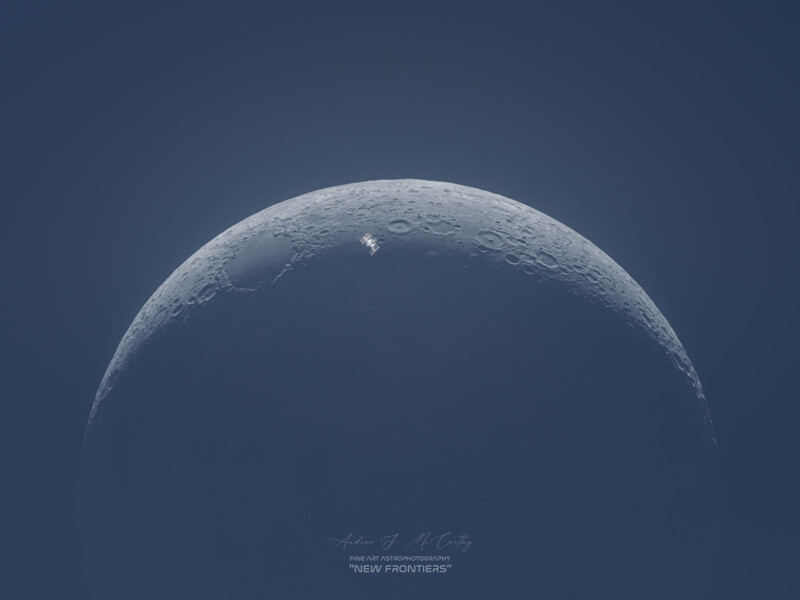 The ISS crossing in front of the Moon. 