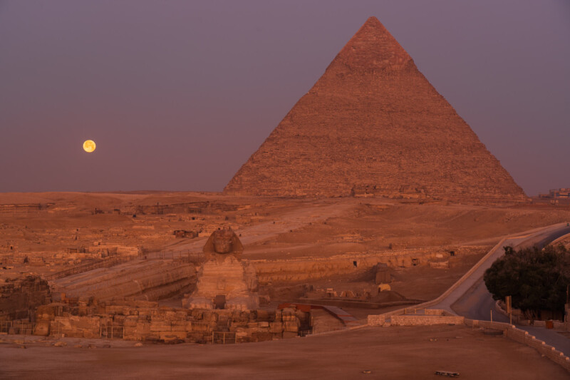 The Great Sphinx of Giza and pyramid. 