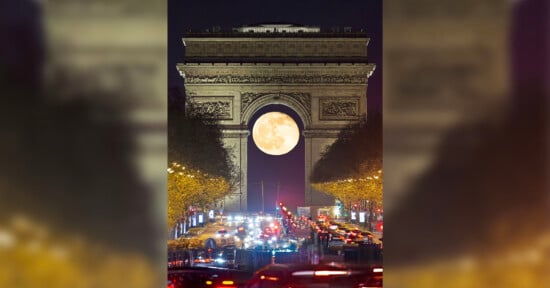 Arc De Triumph with a full moon