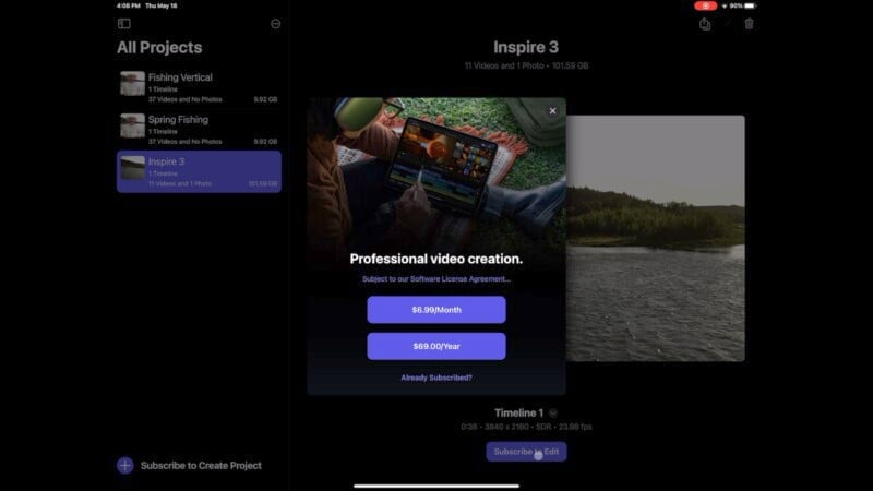 Apple Final Cut Pro for ipad subscription fee