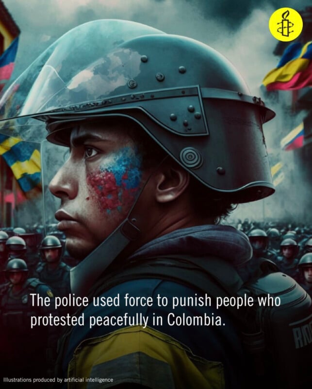 Ai image of protests in Colombia