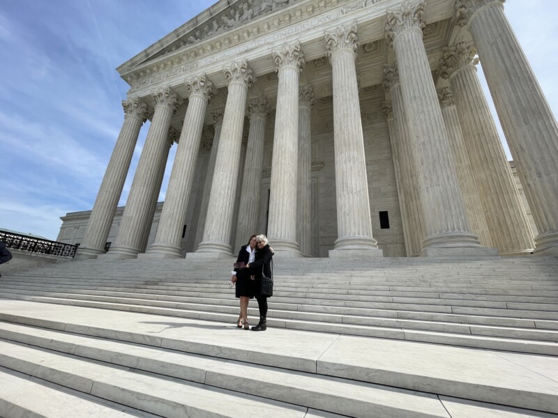 Lynn Goldsmith in front of the Supreme Court