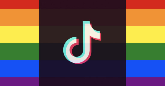 TikTok logo with the Rainbow flag