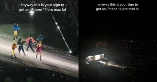 Taylor Swift Eras concert on Apple iphone pro 14 max zoom