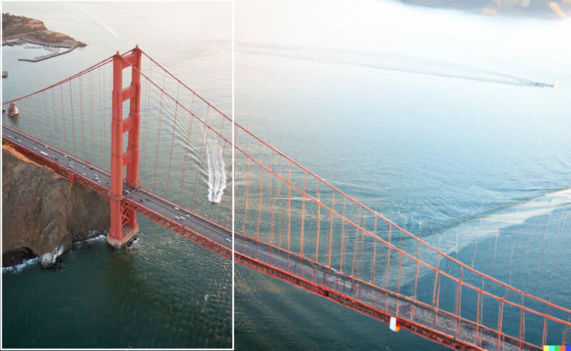 The Golden Gate Bridge extended with AI