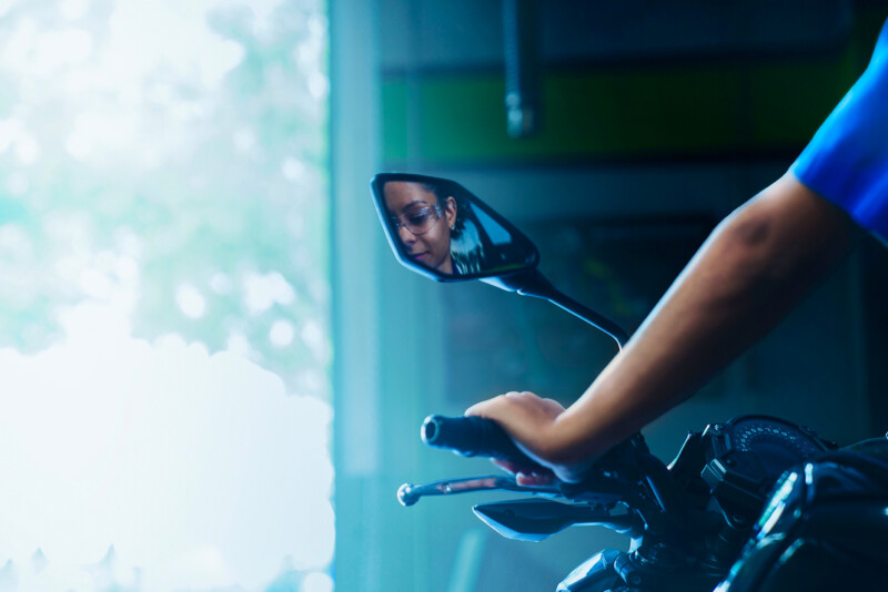 A motorcycle mechanic photographed for a lifestyle photoshoot by Blair Bunting. The portraits were photographed on location at universities and shops across the US over a period of a month.