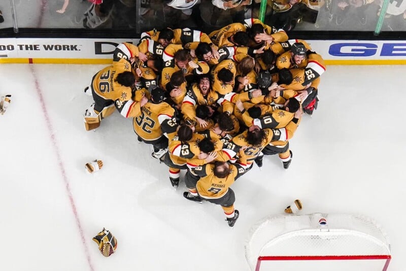The Vegas Golden Knights celebrate winning the Stanley Cup