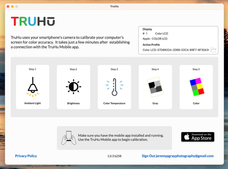 TruHu monitor calibration app review