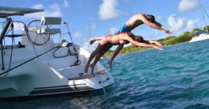 Jumping off a boat