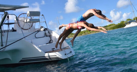 Jumping off a boat
