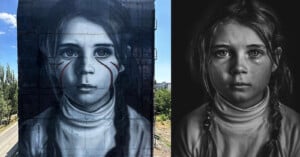 Side by side comparison of Whittle's photo and the mural