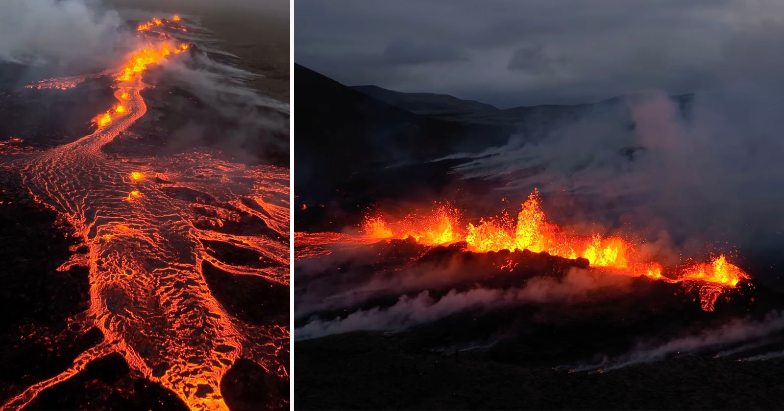 New Icelandic Volcanic Eruption Leads to More Drone Videos