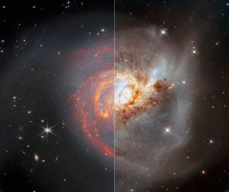 Webb Hubble NGC 3256