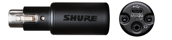 Shure MVX2U XLR To USB Microphone Interface - USB-C Adapter For Computer/PC