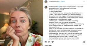 Former supermodel Paulina Porizkova has revealed that she is now "terrified" of posting on Instagram after she was sued by a photographer.