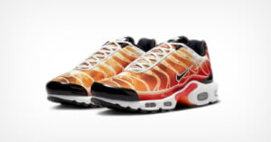 A pair of Nike Air Max Plus Light Photography sneakers are seen.