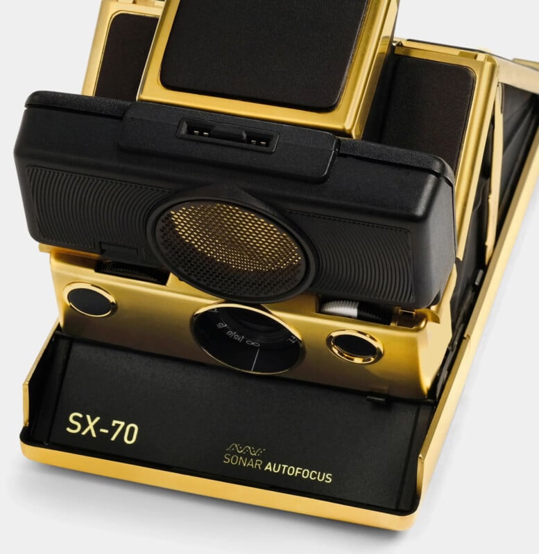 Retrospekt 24-karat gold-plated Polaroid SX-70 Sonar Autofocus instant film camera